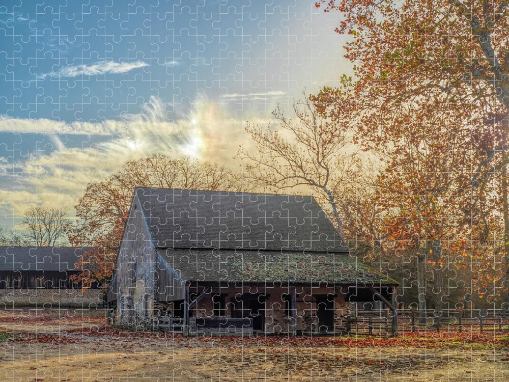 Barn Jigsaw Puzzle featuring the photograph Sundog Rainbow Over The Horse Barn by Kristia Adams