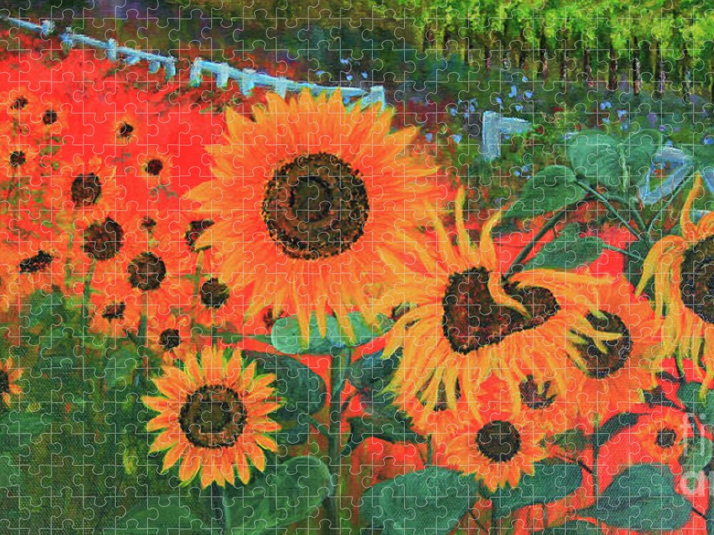 Sunflower Jigsaw Puzzle featuring the painting Sunflower Life by Jeanette French
