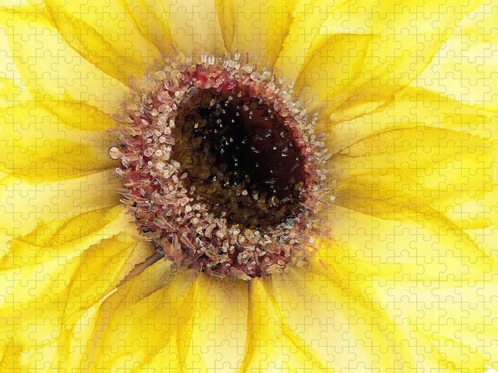 Sunflower Jigsaw Puzzle featuring the painting Sunflower of Peace No.1 by Kimberly Deene Langlois