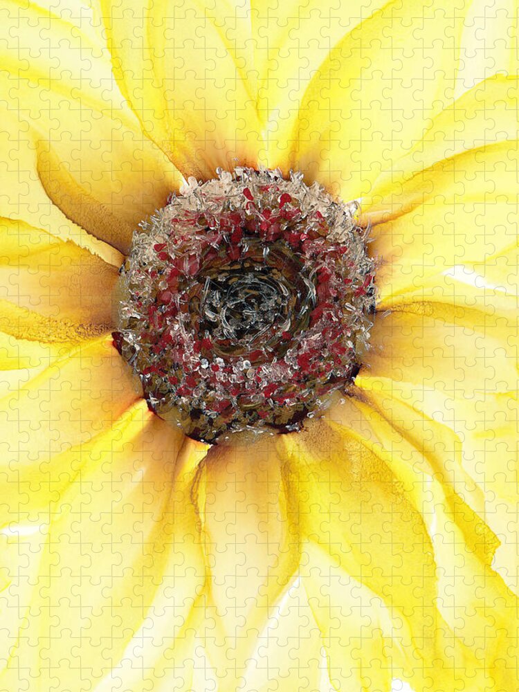 Sunflower Jigsaw Puzzle featuring the painting Sunflower of Peace No.2 by Kimberly Deene Langlois