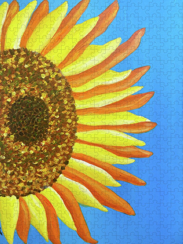 Sunflower Jigsaw Puzzle featuring the painting Sunflower One by Christina Wedberg