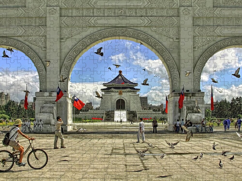 #cks #city #square #edgalagan #galagan #edwardgalagan #taiwan #nederland #netherlands #taipei #photography #photo #dutch #instagram #pigeon #hall #sky #hal #memorial #bike #bicycle #fiets #lucht #duif Jigsaw Puzzle featuring the digital art Sunny Taipei by Edward Galagan
