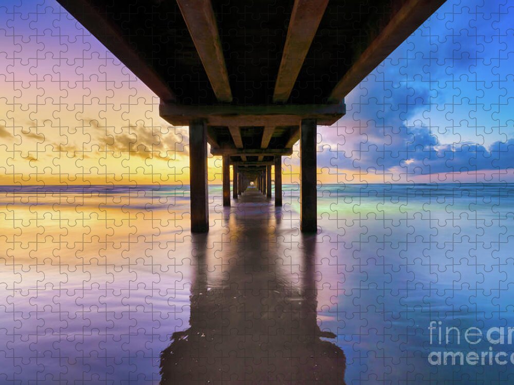 Texas Jigsaw Puzzle featuring the photograph Sunrise at Caldwell Pier Port Aransas Texas by Bee Creek Photography - Tod and Cynthia