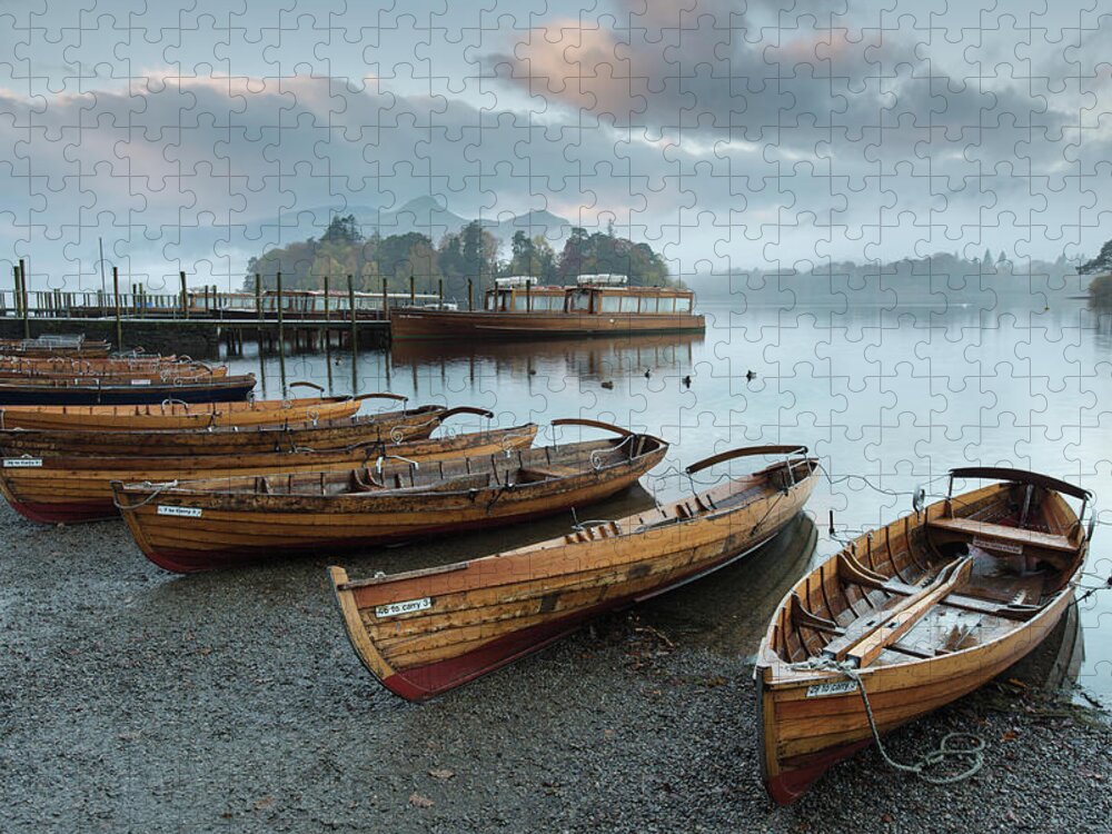 Cumbria Jigsaw Puzzle featuring the photograph Sunrise at Derwent Water, The Lake District by Sarah Howard