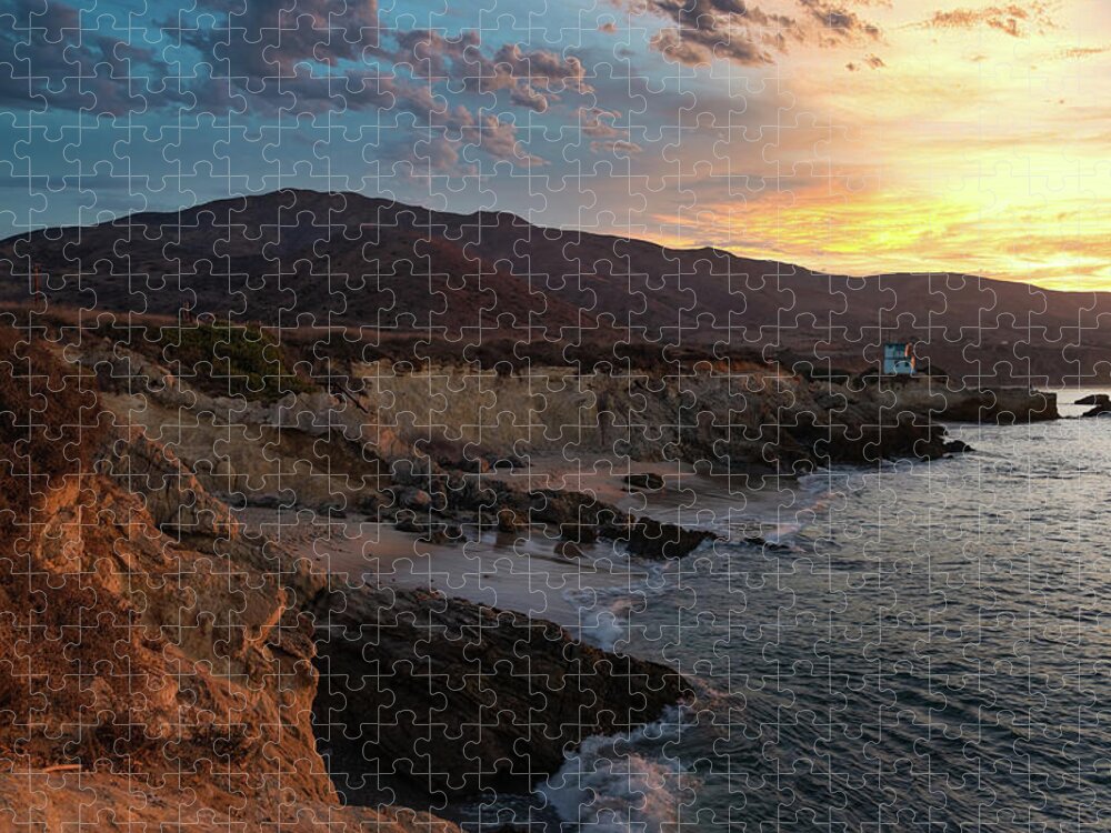 Beach Jigsaw Puzzle featuring the photograph Sunrise Over the Mountains and Ocean by Matthew DeGrushe