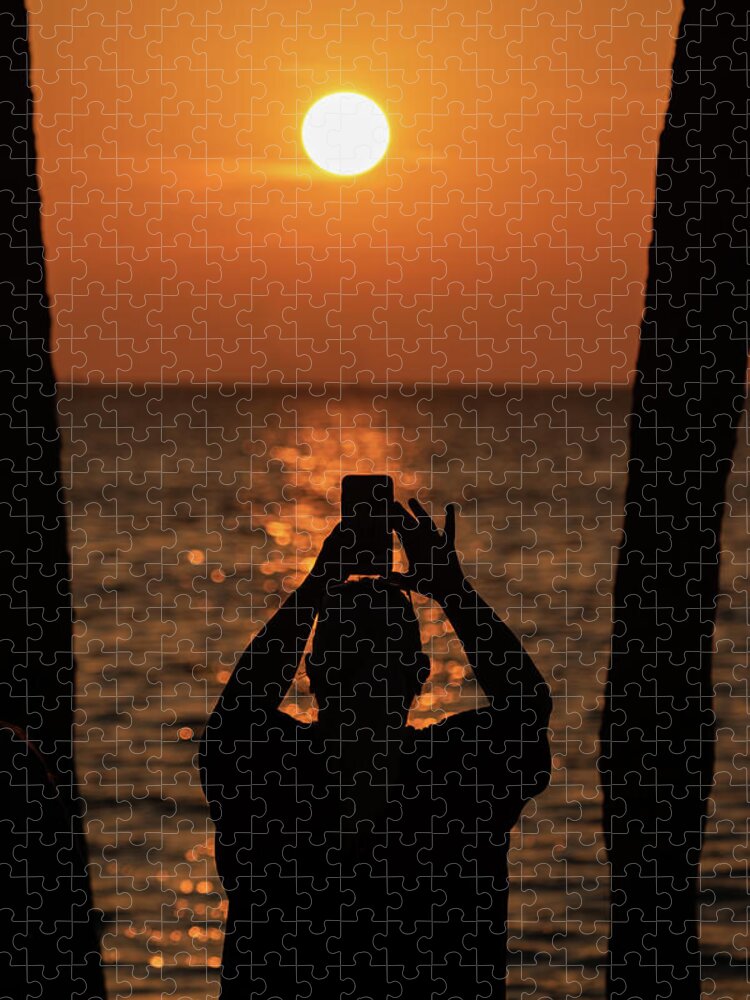 Florida Jigsaw Puzzle featuring the photograph Orange Sunrise over water by Marian Tagliarino