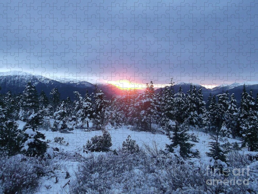 #juneau #alaska #ak #cruise #tours #winter #frozen #clouds #morning #sunrise #vacation #peaceful #cold Jigsaw Puzzle featuring the photograph Sunrise on a New Day by Charles Vice