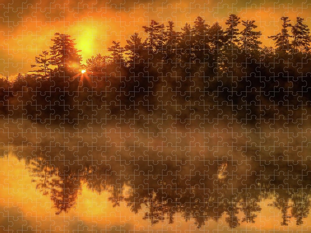 Sunrise Jigsaw Puzzle featuring the photograph Misty Sunrise 4070 by Greg Hartford
