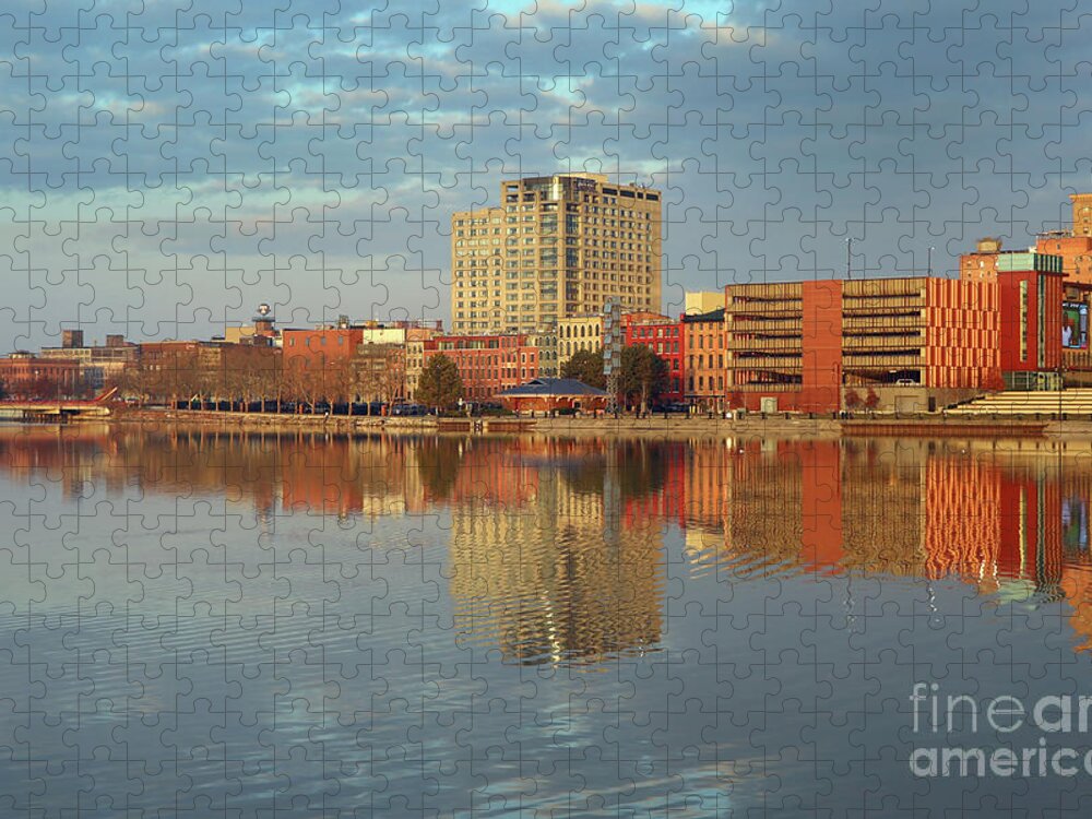 Sunrise Jigsaw Puzzle featuring the photograph Sunrise on Fort Industry Square Toledo Ohio 4986 by Jack Schultz