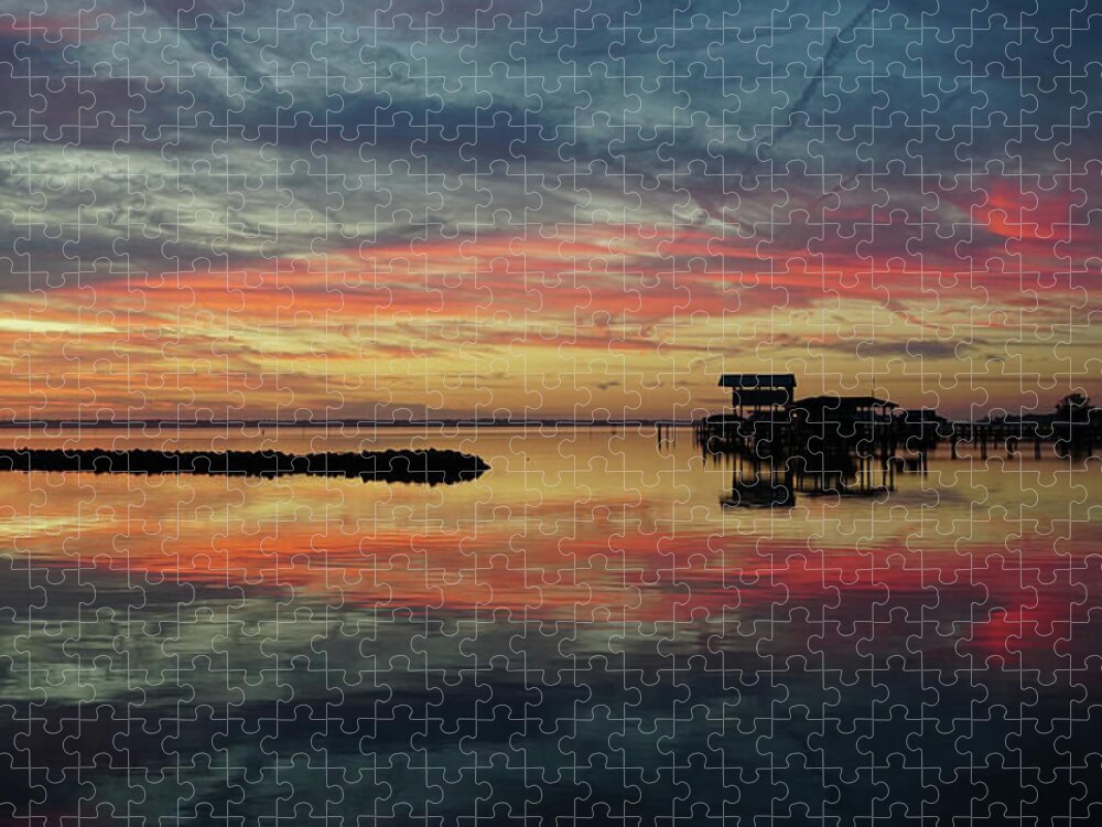 Boat House Jigsaw Puzzle featuring the photograph Sunrise Skylines by Randall Allen