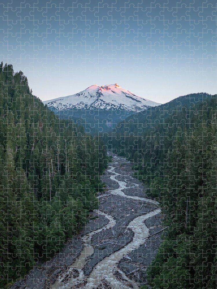 Mount Baker Jigsaw Puzzle featuring the photograph Sunrise Streams by Michael Rauwolf