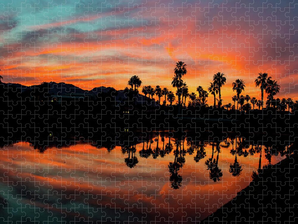 Sunset Jigsaw Puzzle featuring the photograph Sunset at Ironwood CC, Palm Desert, California by Bonnie Colgan