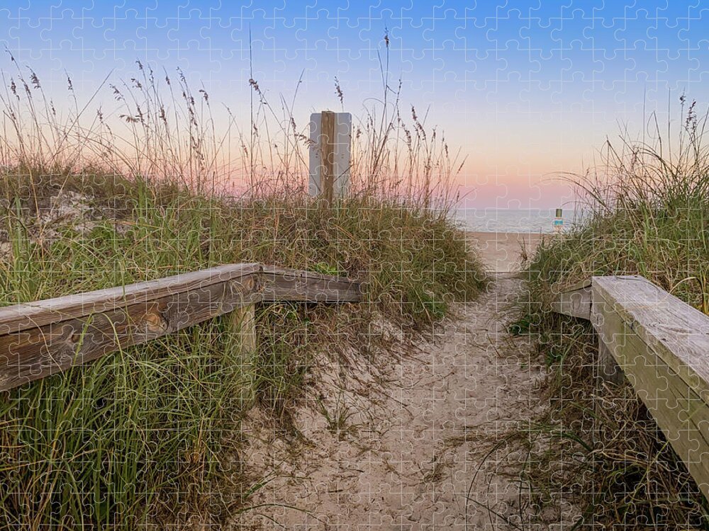 Beach Entrance Jigsaw Puzzle featuring the photograph Sunset at Jasmine, Amelia Island Florida by Dawna Moore Photography