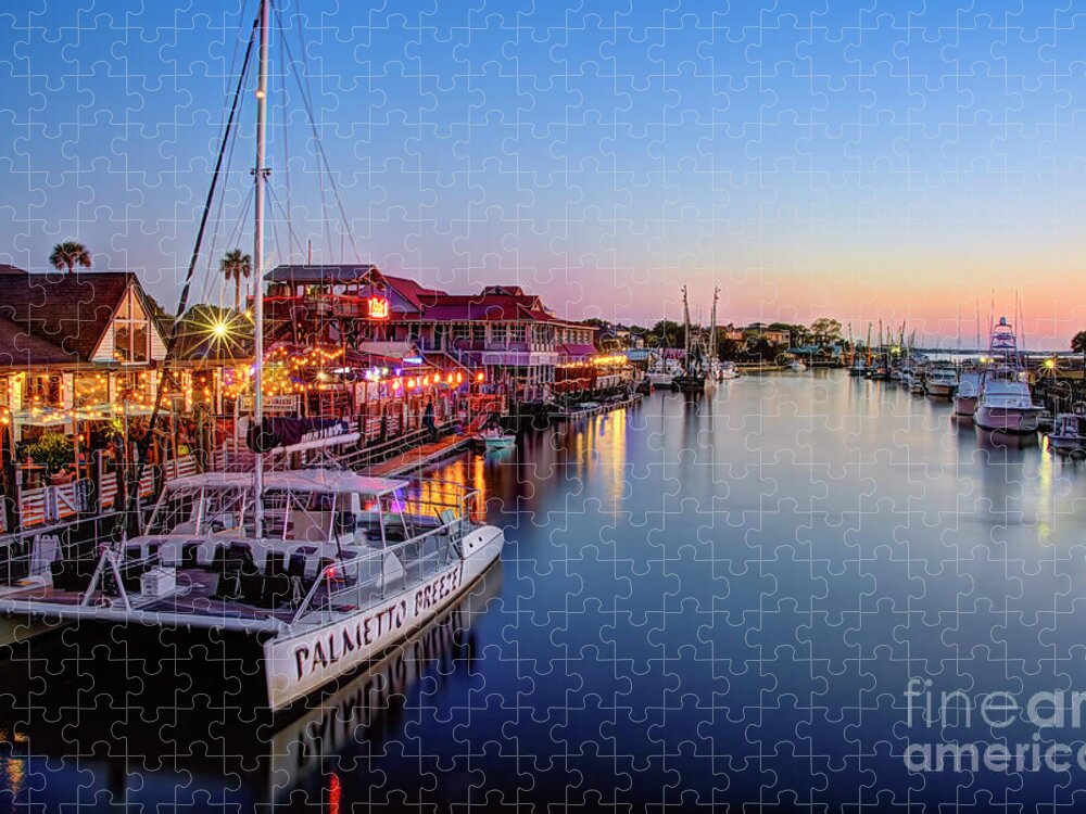Shem Creek Jigsaw Puzzle featuring the photograph Sunset at Shem Creek by Shelia Hunt