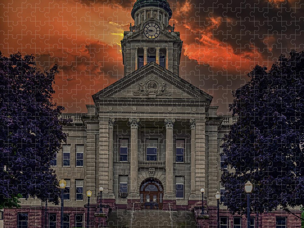 Winneshiek County Jigsaw Puzzle featuring the photograph Sunset at the Courthouse by Mountain Dreams