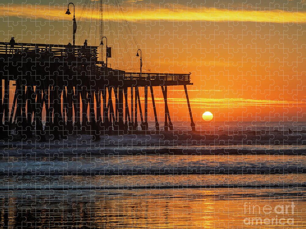 Pismo Jigsaw Puzzle featuring the photograph Sunset at the Pismo Beach Pier by Mimi Ditchie