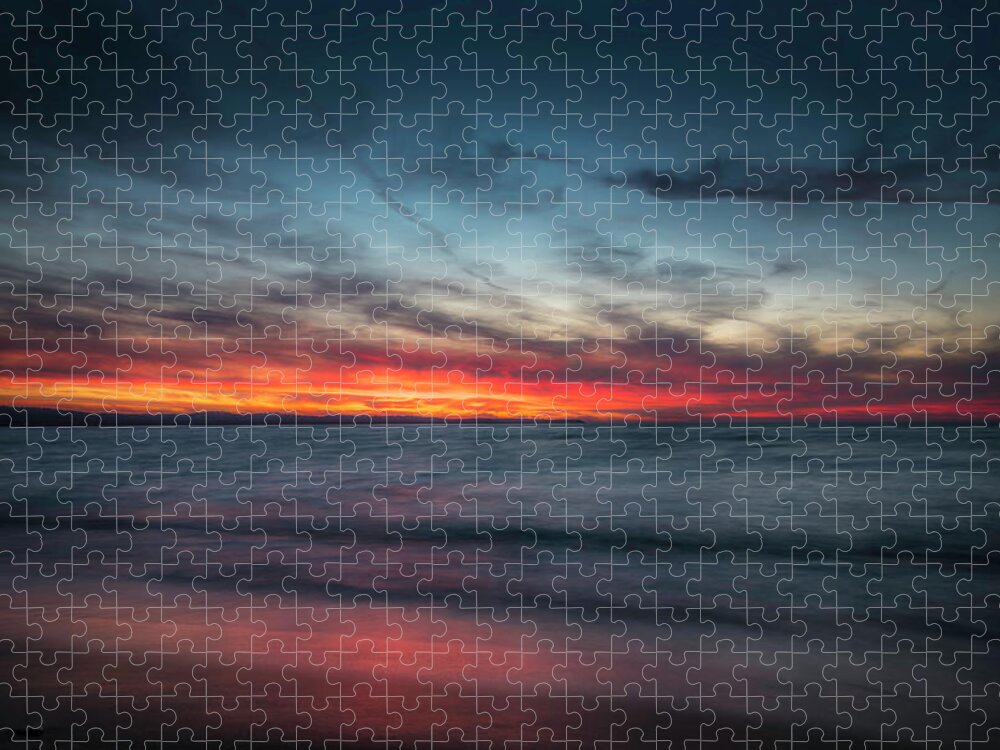 Abstract Jigsaw Puzzle featuring the photograph Sunset Brushstrokes by Owen Weber