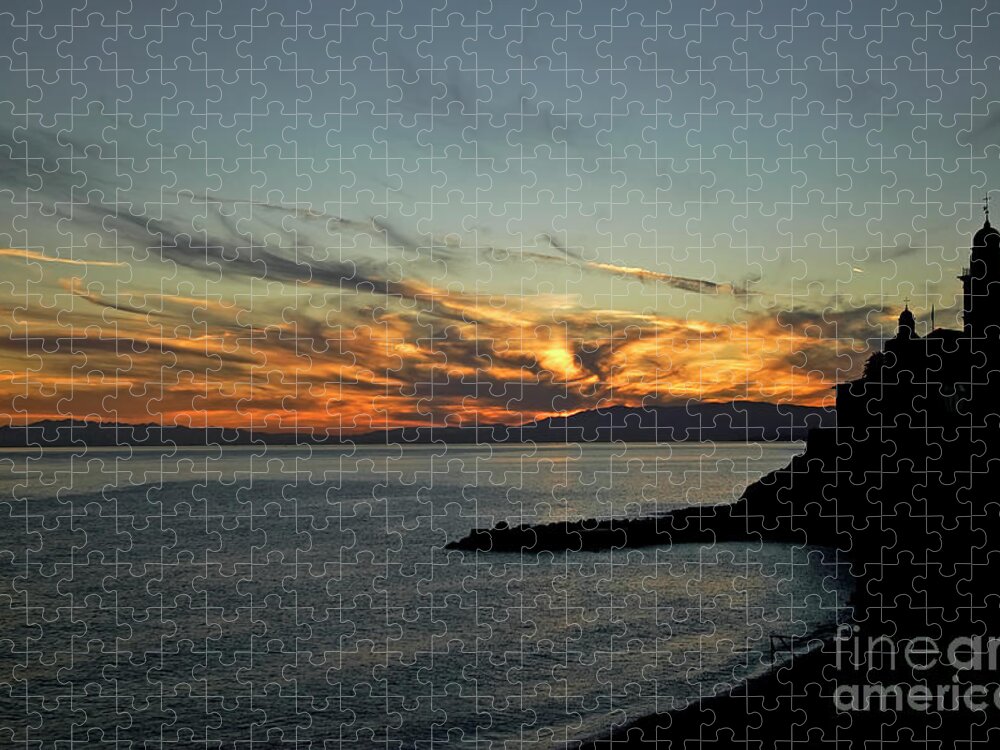 Scenery Jigsaw Puzzle featuring the photograph Sunset in Camogli Italy by Paolo Signorini