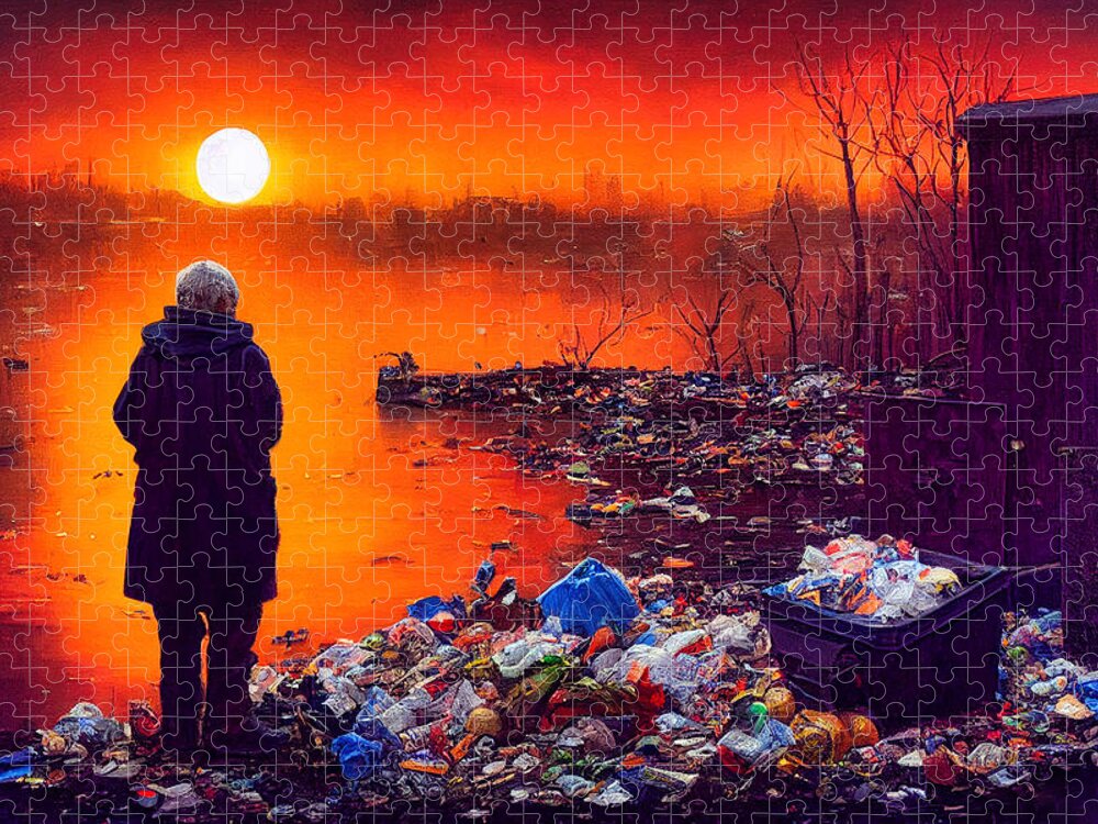 Figurative Jigsaw Puzzle featuring the digital art Sunset In Garbage Land 42 by Craig Boehman