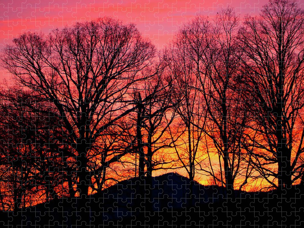 Nature Jigsaw Puzzle featuring the photograph Sunset in the Smokies by Judy Cuddehe