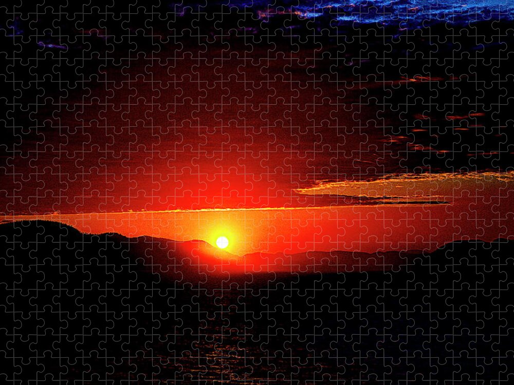 Sunset Jigsaw Puzzle featuring the digital art Sunset - Inside Passage Alaska by SnapHappy Photos