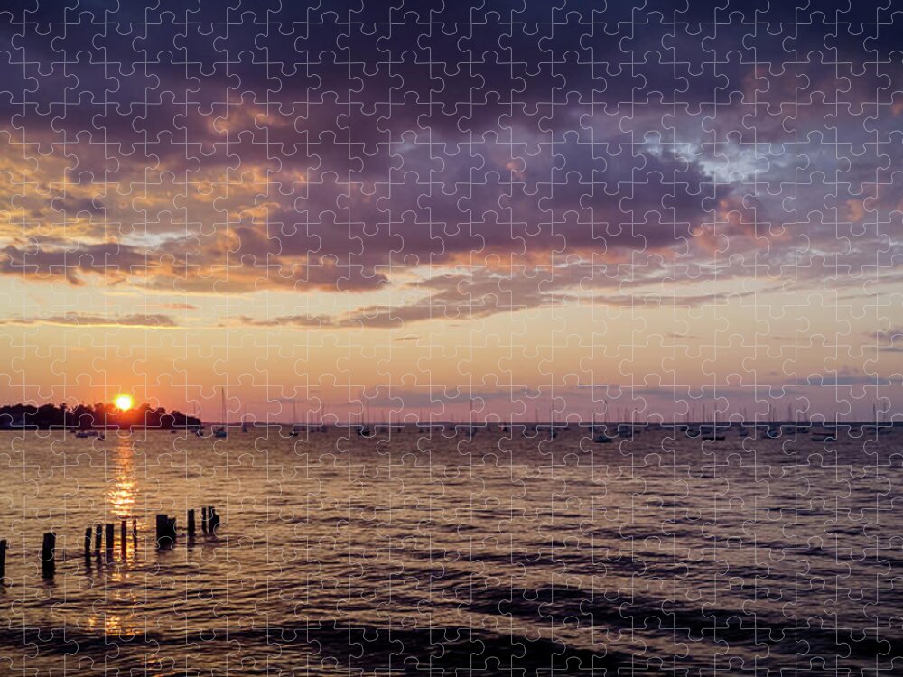 Nj Shore Photography Jigsaw Puzzle featuring the photograph Sunset - Keyport, NJ by Steve Stanger