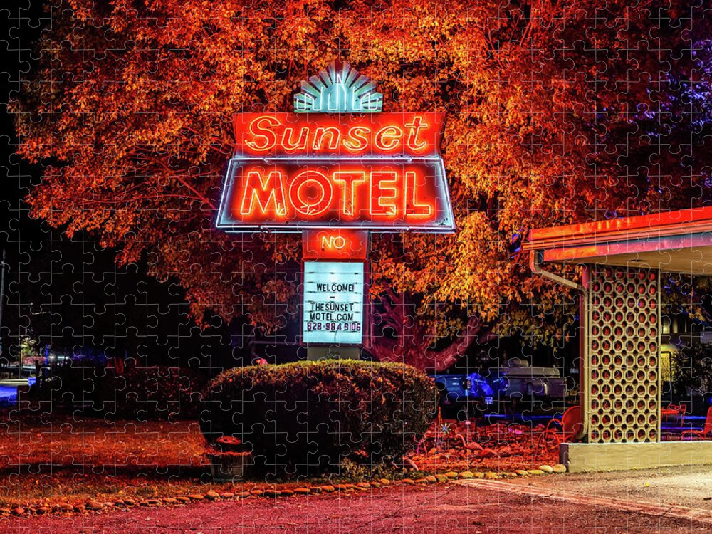 2022 Jigsaw Puzzle featuring the photograph Sunset Motel by Charles Hite
