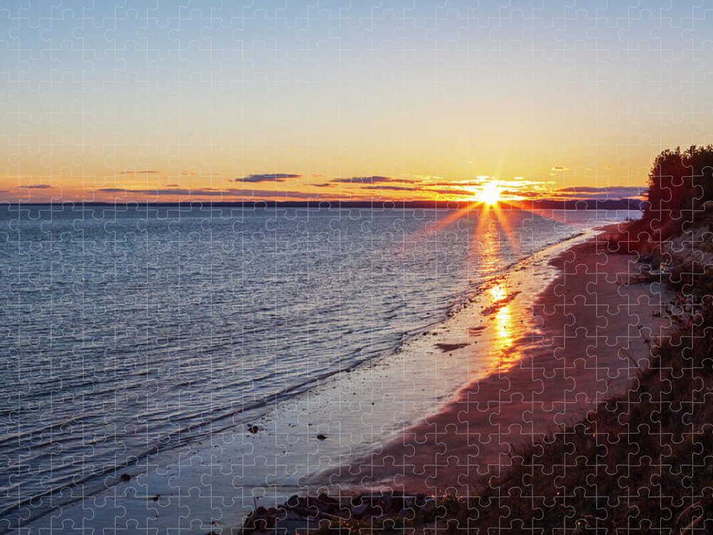 Sunset Jigsaw Puzzle featuring the photograph Sunset on Baie-Comeau, Quebec, Canada by Tatiana Travelways