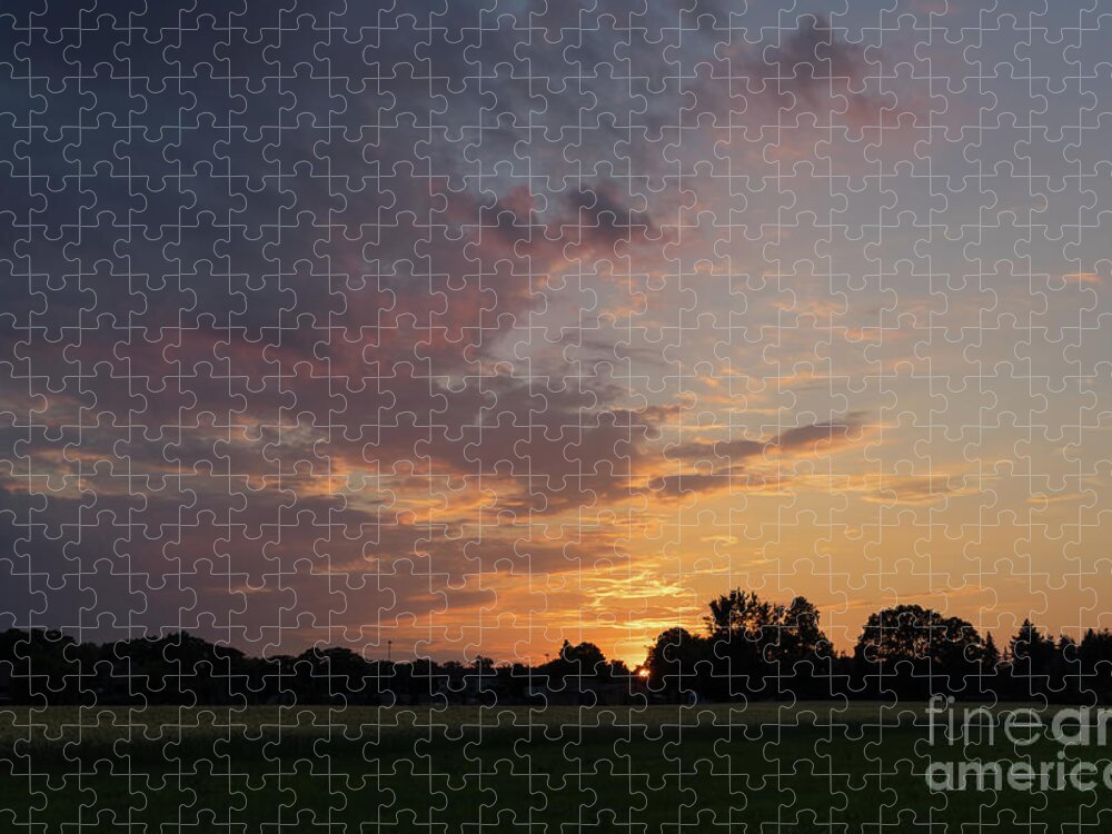 Sunset Jigsaw Puzzle featuring the photograph Sunset at the edge of the forest 2 by Adriana Mueller