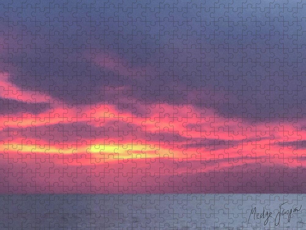 Sunset Jigsaw Puzzle featuring the photograph Sunset on the Gulf by Medge Jaspan