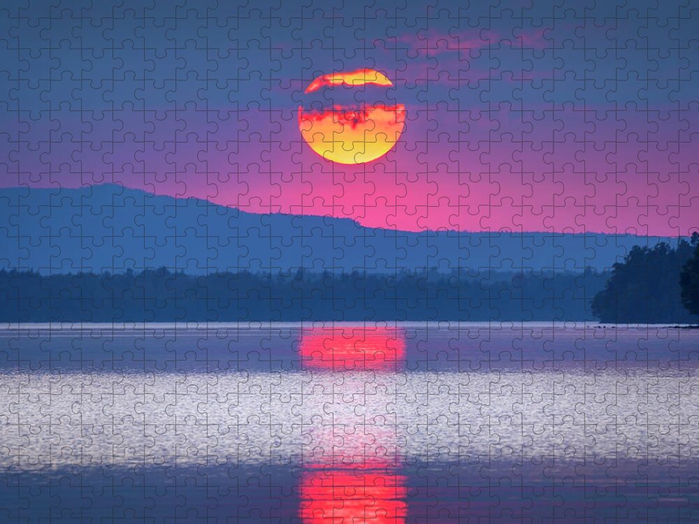Sunset Jigsaw Puzzle featuring the photograph Moosehead Lake a1928 by Greg Hartford