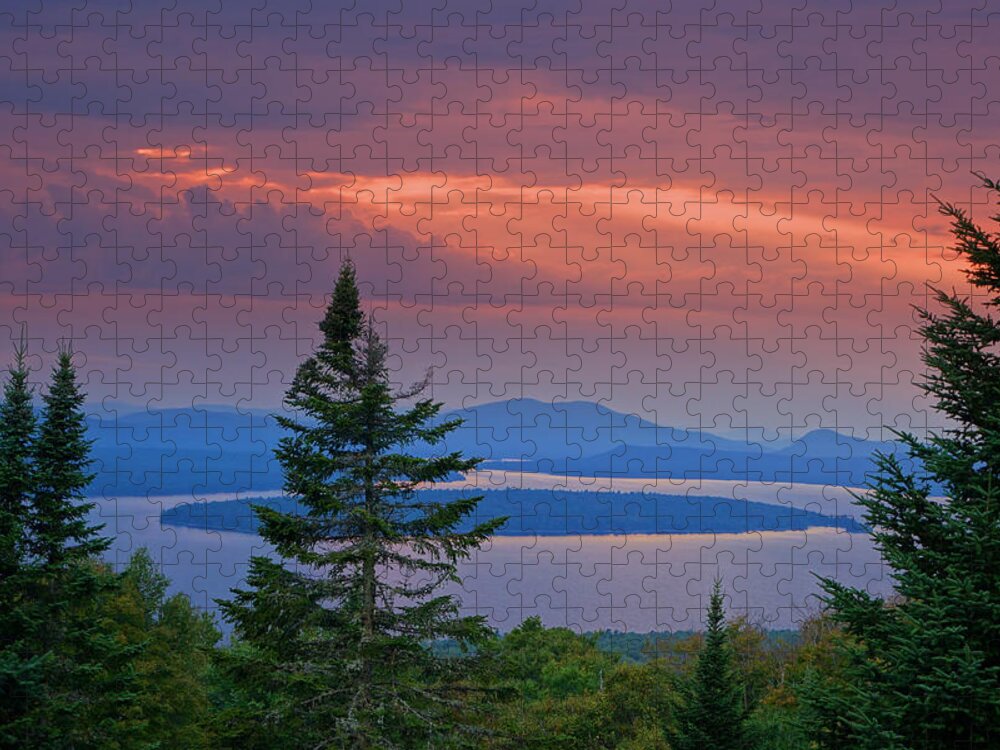 Sun Jigsaw Puzzle featuring the photograph Sunset Over Mooselookmeguntic Lake by Russ Considine
