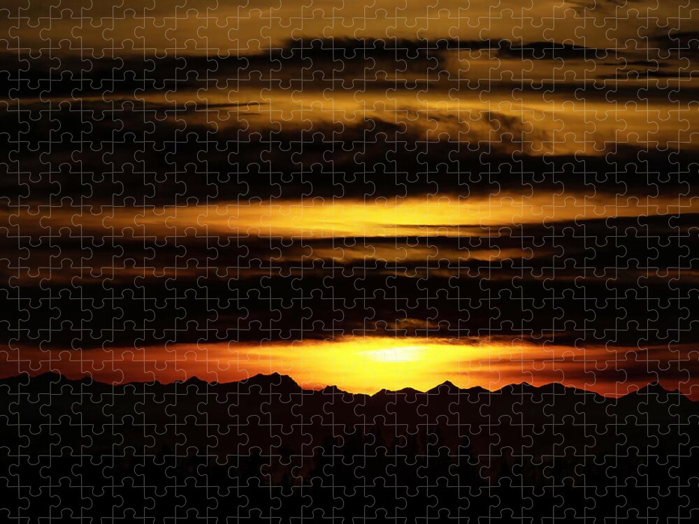2018-10-15 Jigsaw Puzzle featuring the photograph Sunset Over the Canadian Rockies by Phil And Karen Rispin