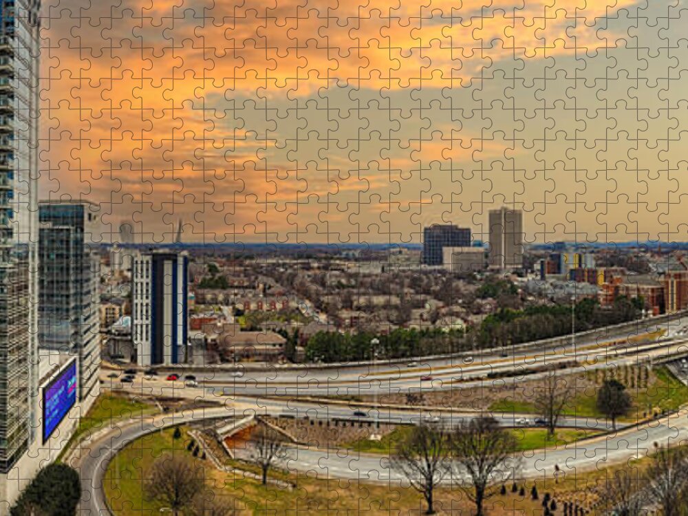 City Jigsaw Puzzle featuring the photograph Sunset Over the Cityscape in Atlanta by Marcus Jones