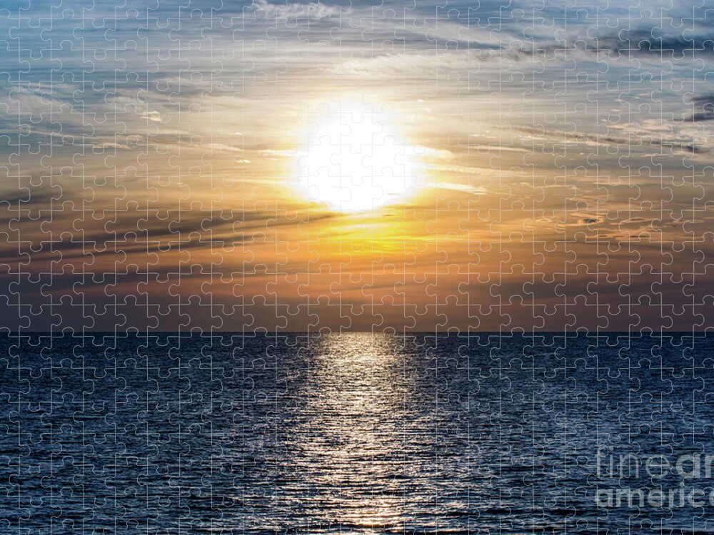 Sunset Jigsaw Puzzle featuring the photograph Sunset over the Gulf of Mexico by Beachtown Views
