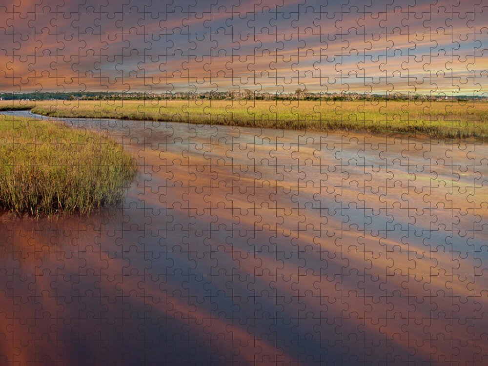 Marsh Jigsaw Puzzle featuring the photograph Sunset over the Marsh by James C Richardson