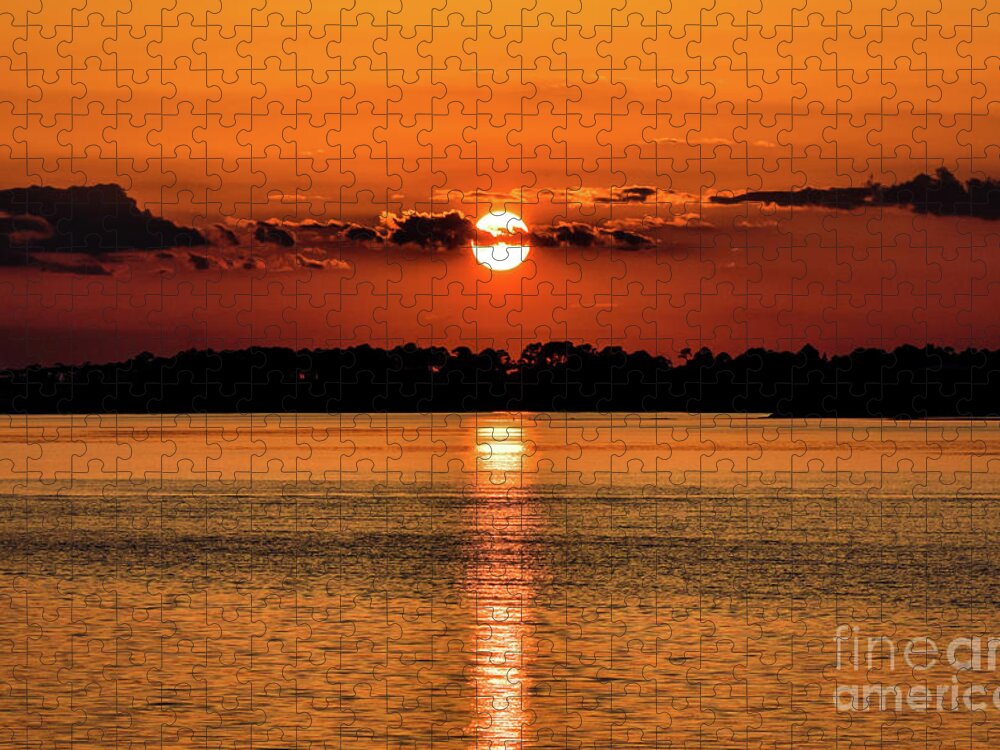 Sunset Jigsaw Puzzle featuring the photograph Sunset Reflection on Pensacola Bay by Beachtown Views