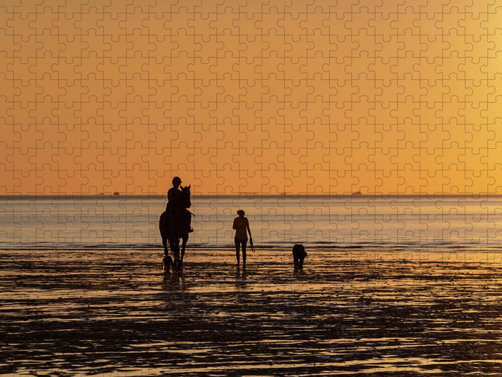 Hoylake Jigsaw Puzzle featuring the photograph Sunset Rider by Spikey Mouse Photography