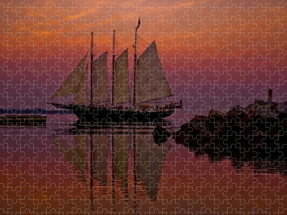  Jigsaw Puzzle featuring the photograph Sunset sail by Stephen Dorton
