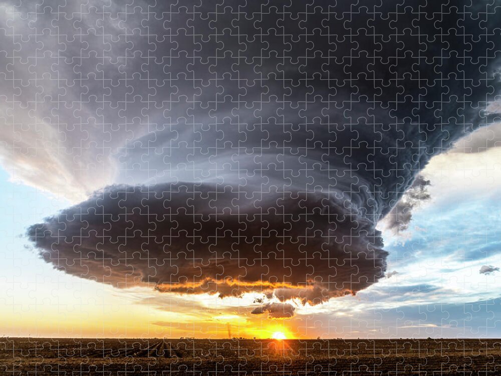 Supercell Jigsaw Puzzle featuring the photograph Sunset Spaceship by Marcus Hustedde