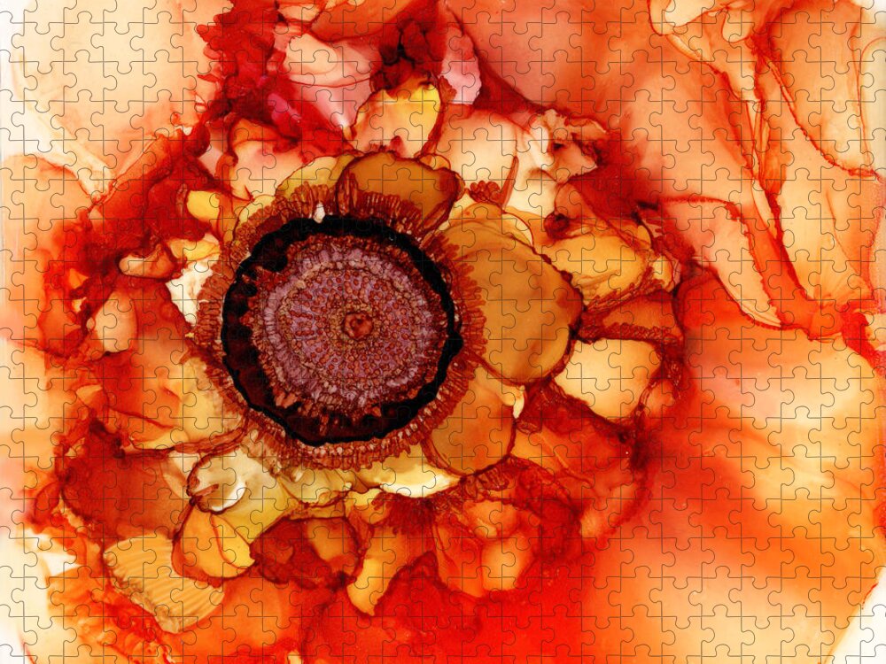 Sunshine Rose Jigsaw Puzzle featuring the painting Sunshine Rose by Daniela Easter