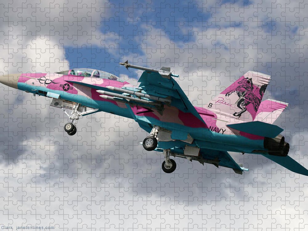 Boeing Jigsaw Puzzle featuring the digital art Super Hornet for the Ladies by Custom Aviation Art