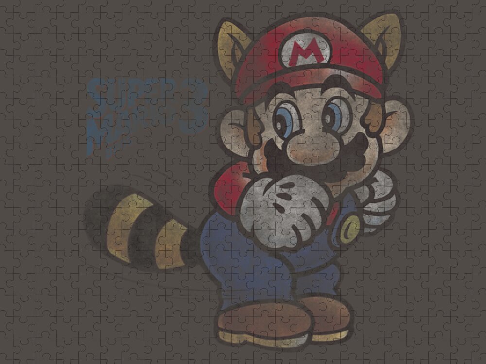 Super Mario Bros 3 Raccoon Mario Tail Attack Jigsaw Puzzle by