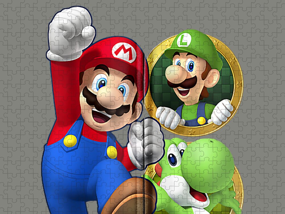 Super Mario Luigi Yoshi Mario Portraits Jigsaw Puzzle by Abe Hazel - Pixels