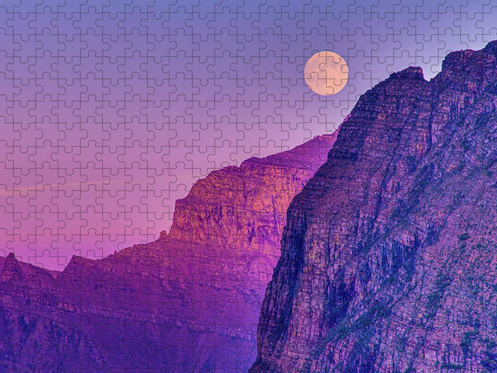 Glacier National Park Jigsaw Puzzle featuring the photograph Super Moon at Logan Pass by Adam Mateo Fierro