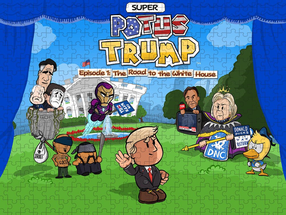 Trump Jigsaw Puzzle featuring the digital art Super POTUS Trump 2016 by Emerson