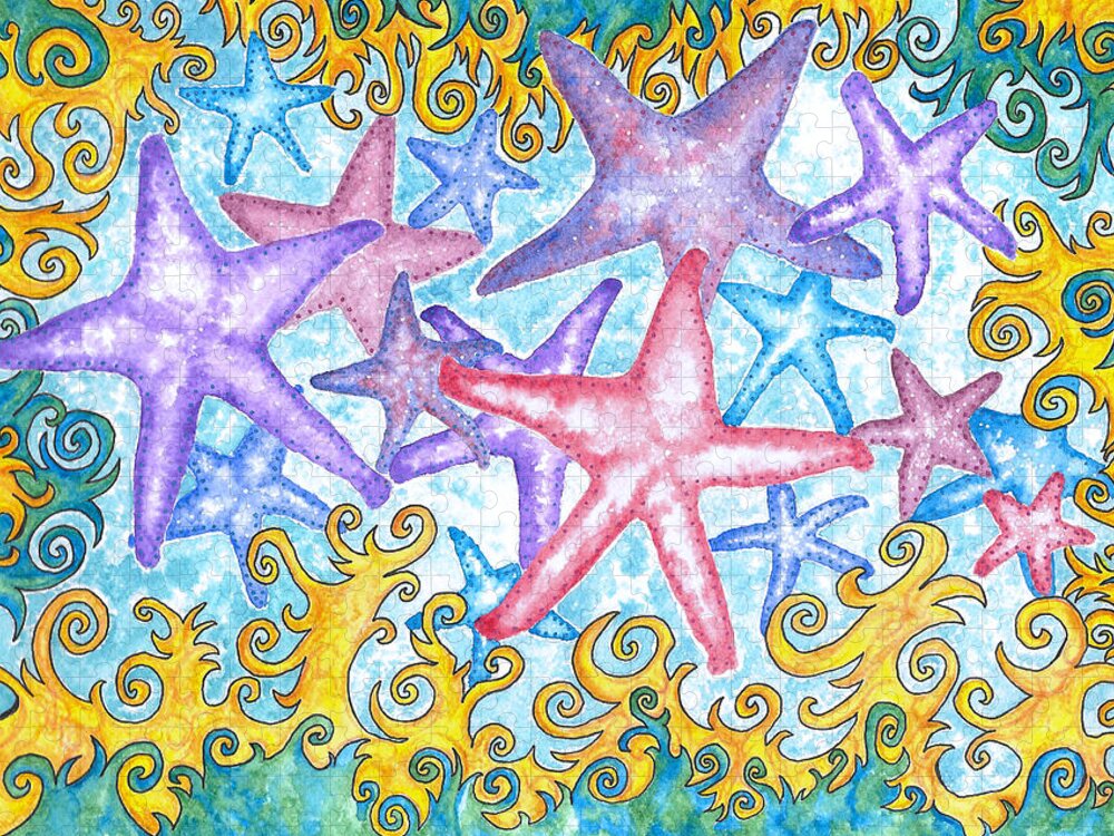 Starfish Jigsaw Puzzle featuring the painting Super Starfish by Gemma Reece-Holloway