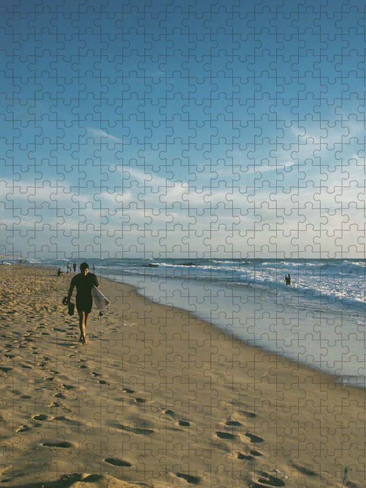Holiday Jigsaw Puzzle featuring the photograph Surf walk by Barthelemy de Mazenod