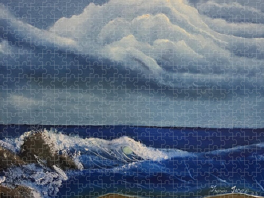Oil Painting Jigsaw Puzzle featuring the painting Surf's Up by Thomas Janos
