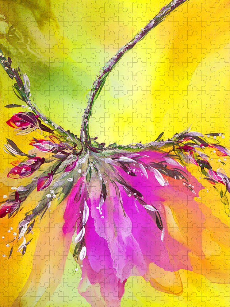 Flower Jigsaw Puzzle featuring the painting Suspended Bloom No.1 by Kimberly Deene Langlois